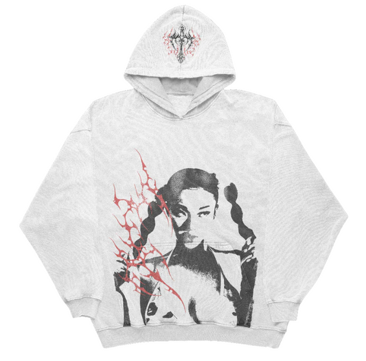 WHITE TRIBAL HOODIE