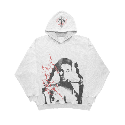 WHITE TRIBAL HOODIE